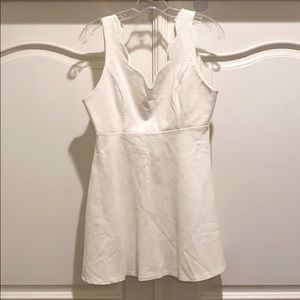 Solemio Scalloped Neck Fit & Flare Dress - White